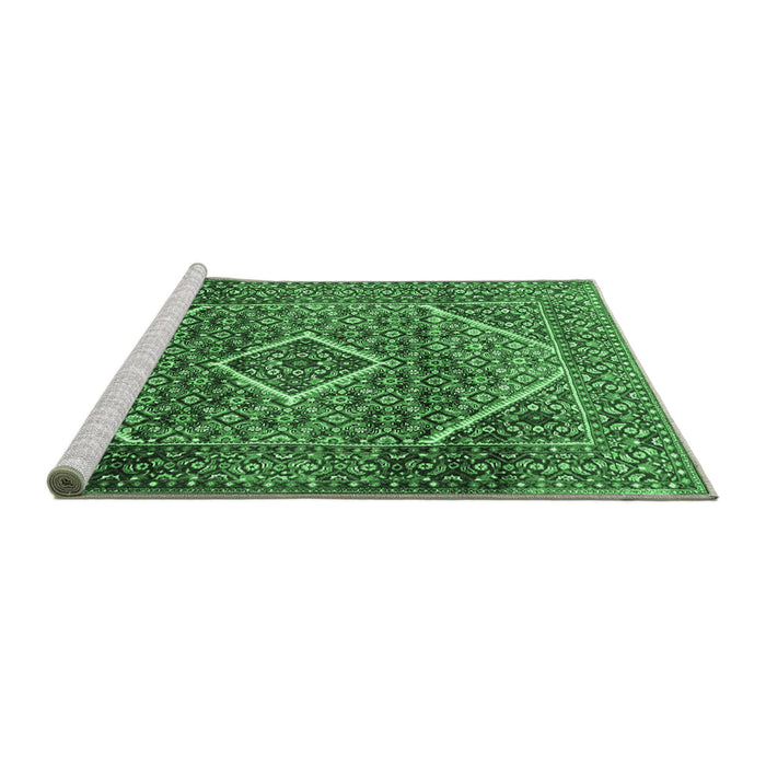 Sideview of Machine Washable Persian Emerald Green Traditional Area Rugs, wshtr1115emgrn