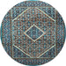 Round Persian Light Blue Traditional Rug, tr1115lblu