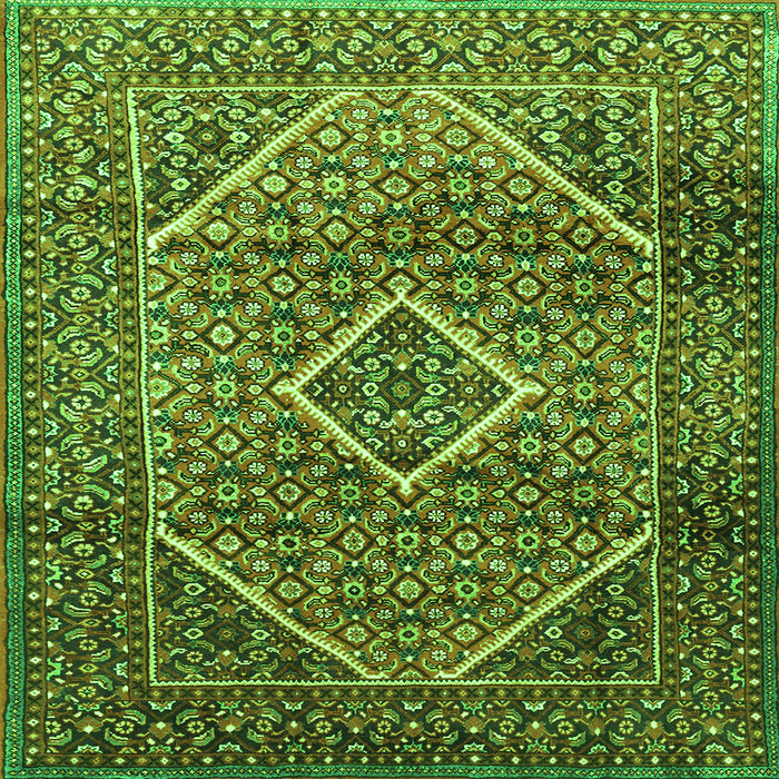 Round Machine Washable Persian Green Traditional Area Rugs, wshtr1115grn