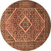 Round Persian Brown Traditional Rug, tr1115brn