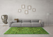 Machine Washable Persian Green Traditional Area Rugs in a Living Room,, wshtr1115grn