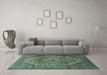 Machine Washable Persian Turquoise Traditional Area Rugs in a Living Room,, wshtr1115turq