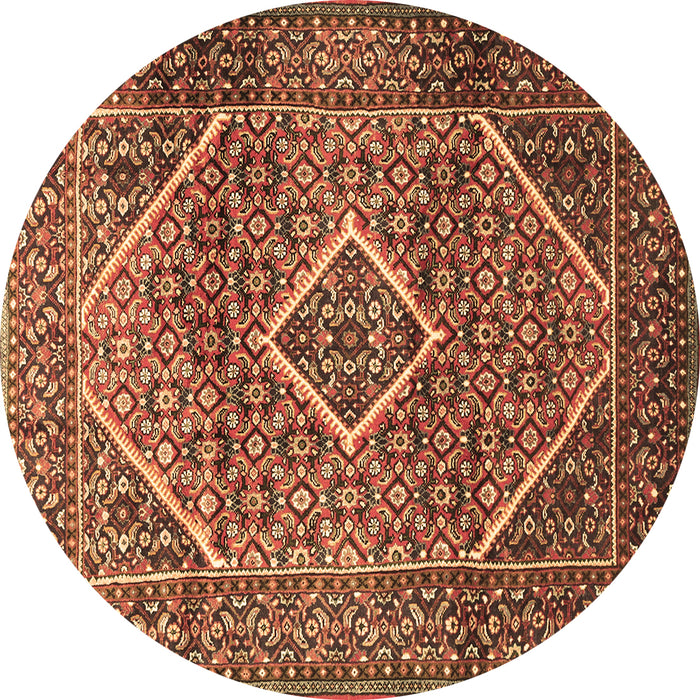 Round Machine Washable Persian Brown Traditional Rug, wshtr1115brn