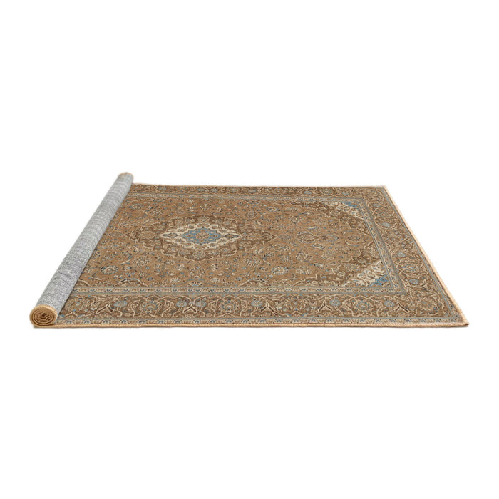 Sideview of Machine Washable Traditional Light Brown Rug, wshtr1116