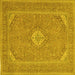 Square Medallion Yellow Traditional Rug, tr1116yw