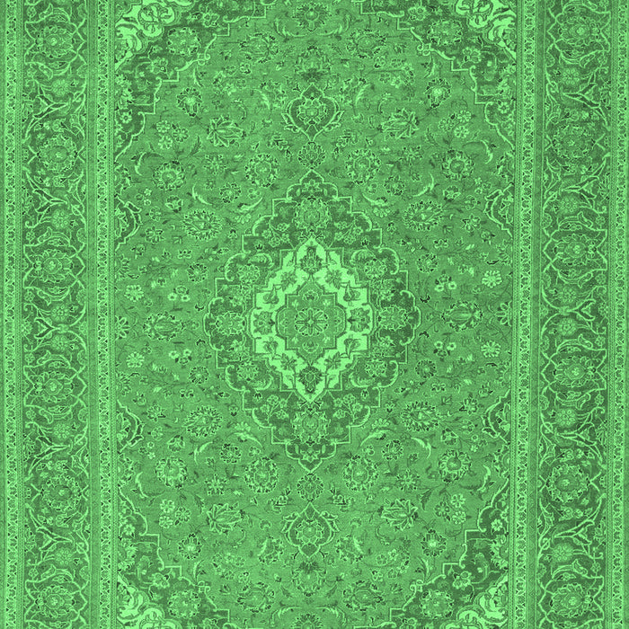 Machine Washable Medallion Emerald Green Traditional Area Rugs, wshtr1116emgrn