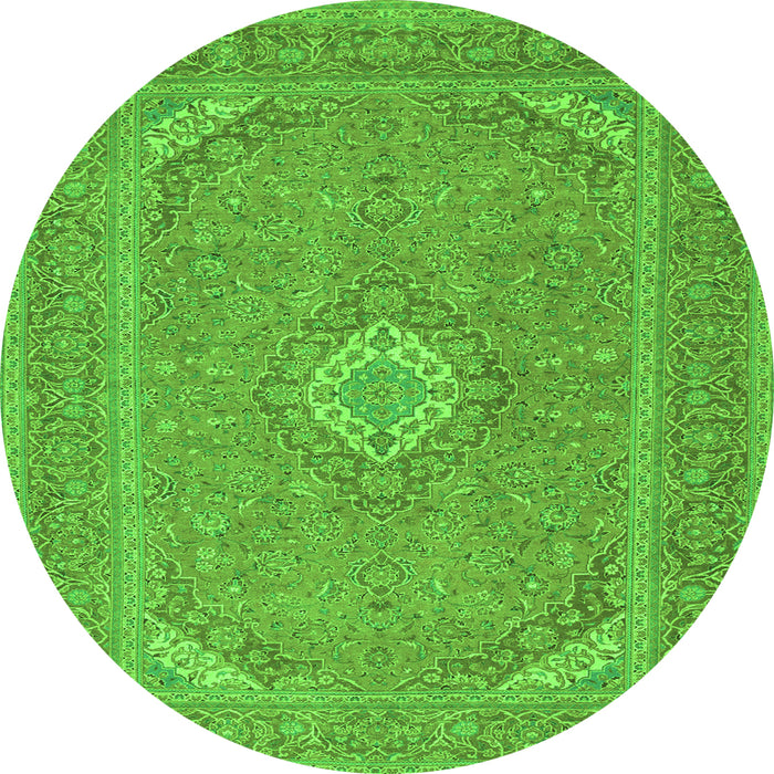 Machine Washable Medallion Green Traditional Area Rugs, wshtr1116grn