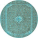 Round Medallion Light Blue Traditional Rug, tr1116lblu