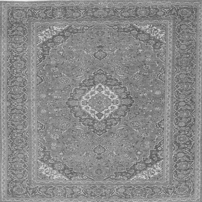 Round Machine Washable Medallion Gray Traditional Rug, wshtr1116gry