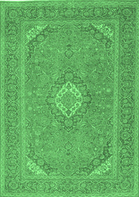 Medallion Emerald Green Traditional Rug, tr1116emgrn