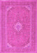 Machine Washable Medallion Pink Traditional Rug, wshtr1116pnk