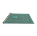 Sideview of Machine Washable Medallion Light Blue Traditional Rug, wshtr1116lblu