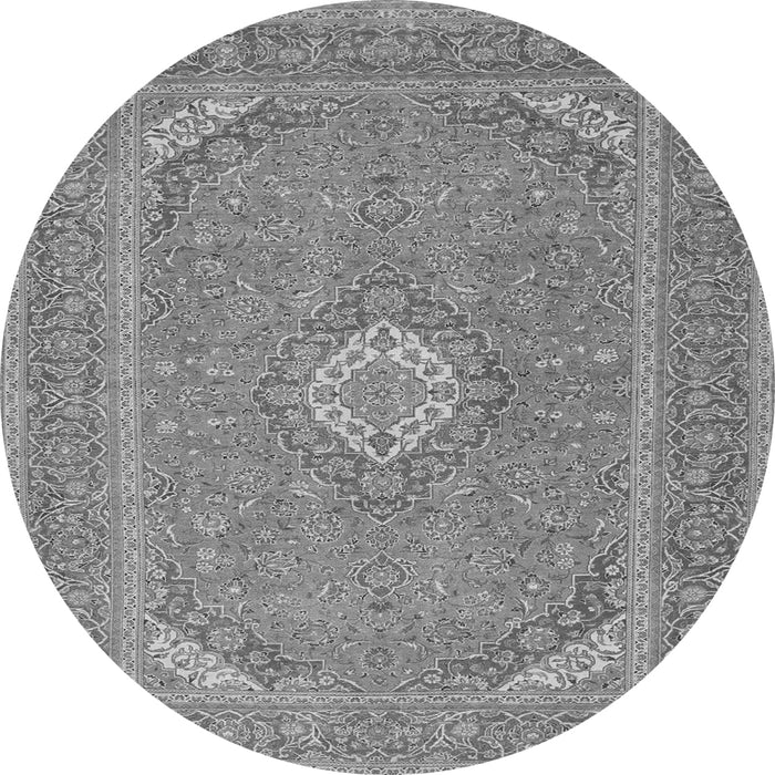 Machine Washable Medallion Gray Traditional Rug, wshtr1116gry