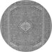 Machine Washable Medallion Gray Traditional Rug, wshtr1116gry