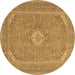 Round Medallion Brown Traditional Rug, tr1116brn