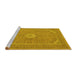 Sideview of Machine Washable Medallion Yellow Traditional Rug, wshtr1116yw