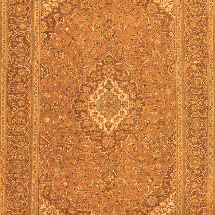 Serging Thickness of Machine Washable Medallion Orange Traditional Area Rugs, wshtr1116org