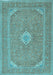 Machine Washable Medallion Light Blue Traditional Rug, wshtr1116lblu