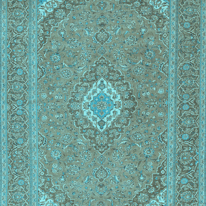 Machine Washable Medallion Light Blue Traditional Rug, wshtr1116lblu