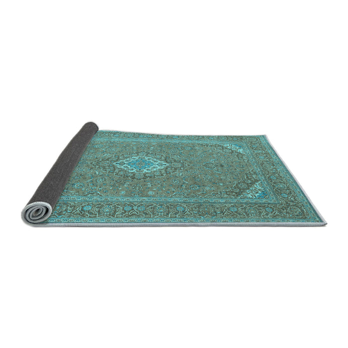 Sideview of Medallion Light Blue Traditional Rug, tr1116lblu