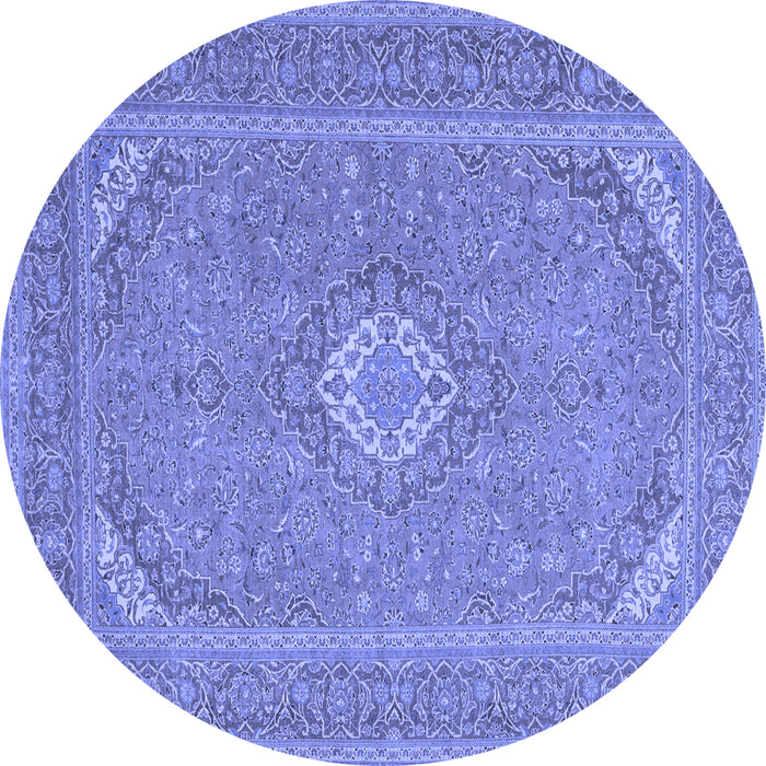 Round Medallion Blue Traditional Rug, tr1116blu
