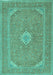 Machine Washable Medallion Turquoise Traditional Area Rugs, wshtr1116turq