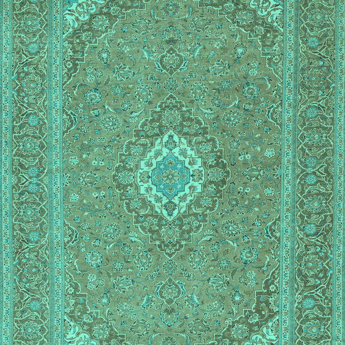 Machine Washable Medallion Turquoise Traditional Area Rugs, wshtr1116turq