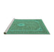 Sideview of Machine Washable Medallion Turquoise Traditional Area Rugs, wshtr1116turq