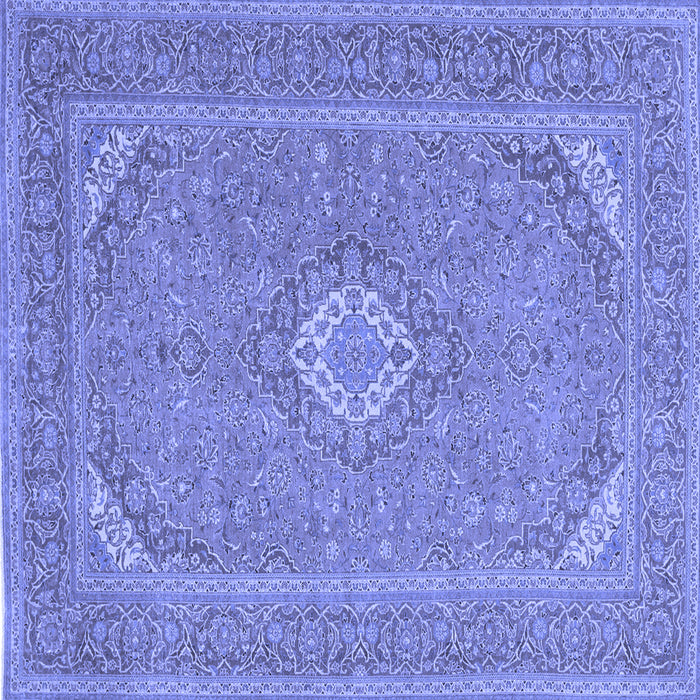 Square Machine Washable Medallion Blue Traditional Rug, wshtr1116blu