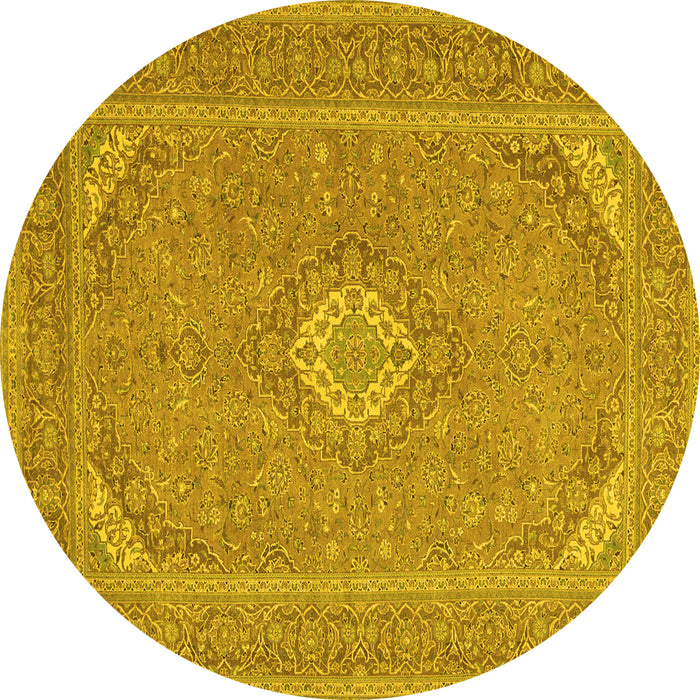 Round Medallion Yellow Traditional Rug, tr1116yw