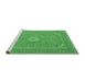 Sideview of Machine Washable Medallion Emerald Green Traditional Area Rugs, wshtr1116emgrn