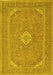 Machine Washable Medallion Yellow Traditional Rug, wshtr1116yw