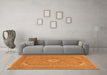 Machine Washable Medallion Orange Traditional Area Rugs in a Living Room, wshtr1116org