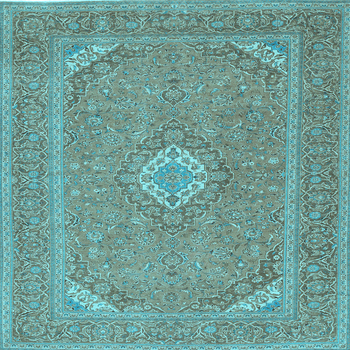 Square Medallion Light Blue Traditional Rug, tr1116lblu