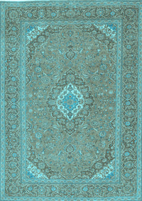 Medallion Light Blue Traditional Rug, tr1116lblu