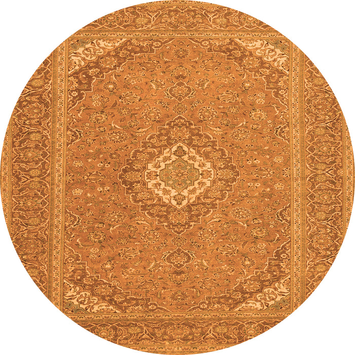Square Medallion Orange Traditional Rug, tr1116org