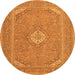 Square Medallion Orange Traditional Rug, tr1116org