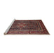 Sideview of Machine Washable Traditional Orange Salmon Pink Rug, wshtr1117