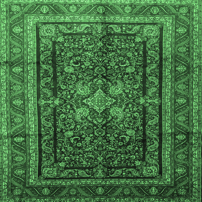 Square Persian Emerald Green Traditional Rug, tr1117emgrn