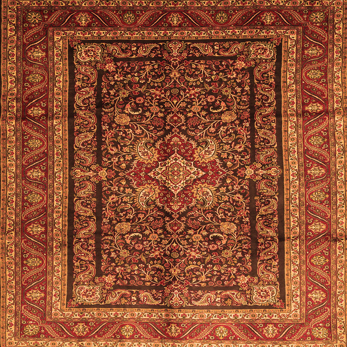 Round Machine Washable Persian Orange Traditional Area Rugs, wshtr1117org