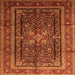 Round Machine Washable Persian Orange Traditional Area Rugs, wshtr1117org