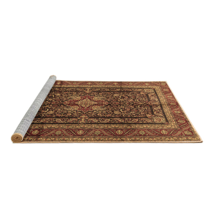 Sideview of Machine Washable Persian Brown Traditional Rug, wshtr1117brn