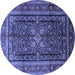 Round Persian Blue Traditional Rug, tr1117blu