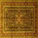 Square Persian Yellow Traditional Rug, tr1117yw