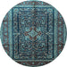 Round Persian Light Blue Traditional Rug, tr1117lblu