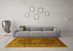 Machine Washable Persian Yellow Traditional Rug in a Living Room, wshtr1117yw