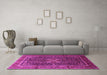 Machine Washable Persian Pink Traditional Rug in a Living Room, wshtr1117pnk