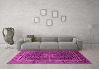 Machine Washable Persian Pink Traditional Rug, wshtr1117pnk