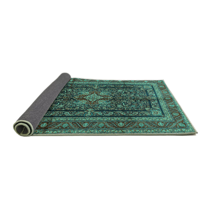 Sideview of Persian Turquoise Traditional Rug, tr1117turq