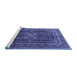 Sideview of Machine Washable Persian Blue Traditional Rug, wshtr1117blu